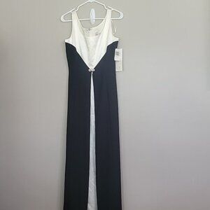 Vintage Ever Beauty Black Off White Maxi Dress Size 6
